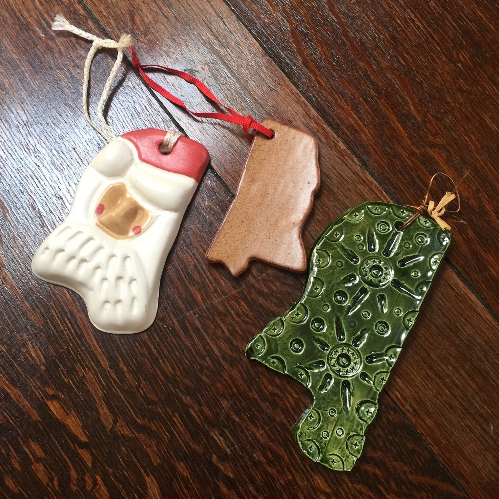 Set of Mississipp Pottery State Cut Out Ornaments